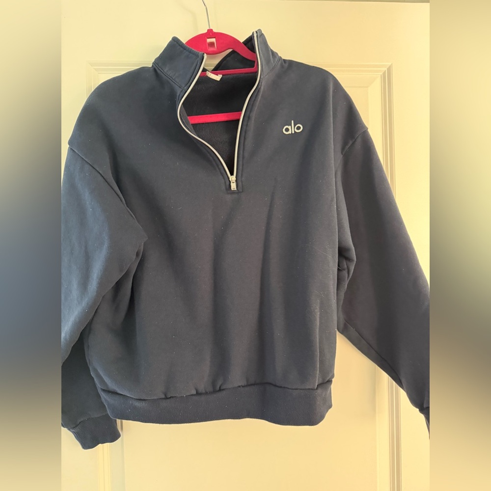 Alo Navy Quarter-Zip Pullover Sweater